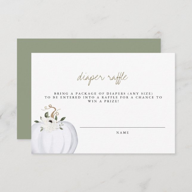 Tera - Boho Greenery Gold Diaper Raffle Ticket Invitation (Front/Back)