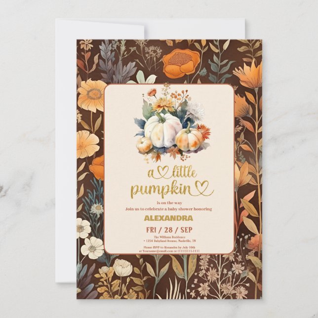 Teracotta Little pumpkin fall  baby shower Invitation (Front)