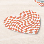 Teracotta Wedding Collection Check Chequered   Paper Coaster<br><div class="desc">Modern bohemian Teracotta  colour theme wedding party products. Evergreen retro trendy warped checks design,  warped chequered paper plates in beautiful elegant and chic Teracotta and white colour.</div>