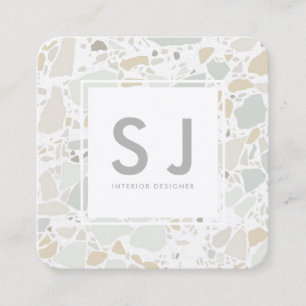 Terazzo Texture Simple Modern Interior Designer Square Business Card