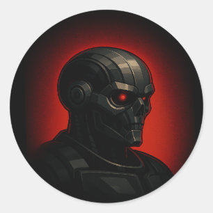 Terminator Skull Force Mode Futuristic Sci-Fi Art Classic Round Sticker