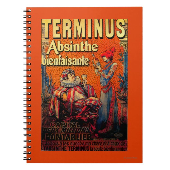 Terminus Absinthe Vintage PosterEurope Spiral Notebook (Front)