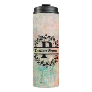 Termo P Floral Monogram Letter Thermal Tumbler