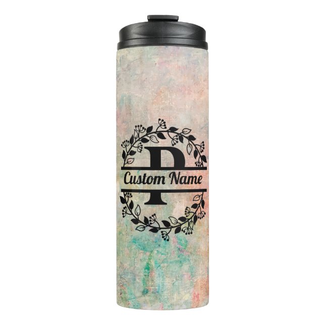 Termo P Floral Monogram Letter Thermal Tumbler (Front)
