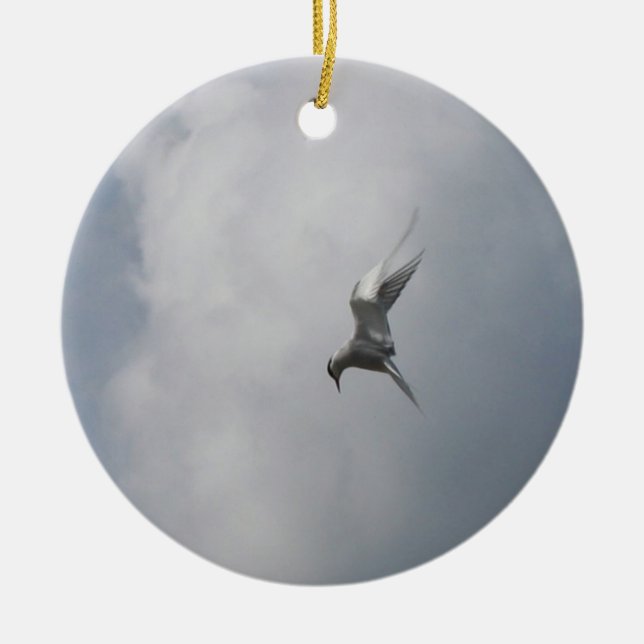 Tern in the Sky ornament, customise Ceramic Tree Decoration (Front)