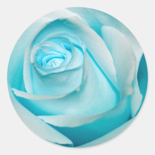 Terquoise Ice Rose Classic Round Sticker