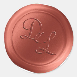 Terra Copper 2 Letter Monogram Wax Seal Stickers