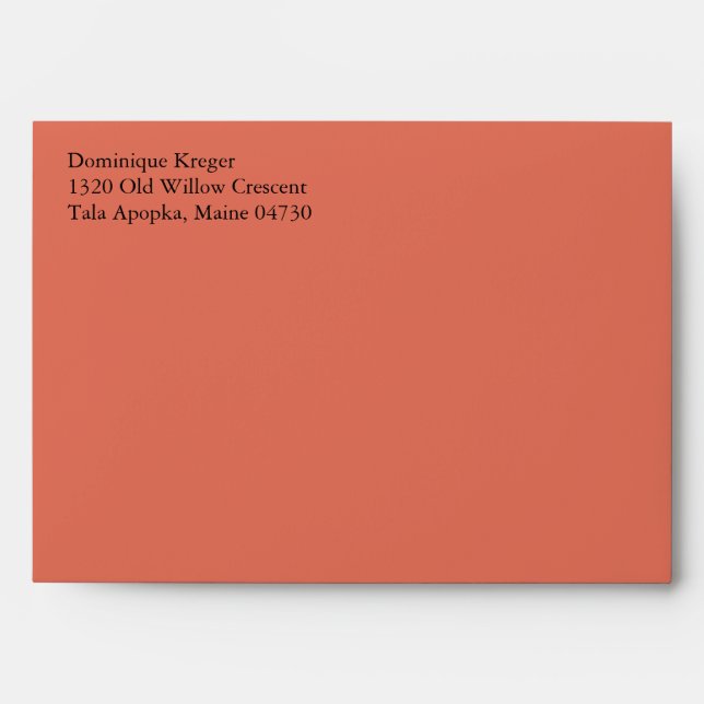 Terra Cotta A7 5x7 Custom Pre-addressed Envelopes (Front)