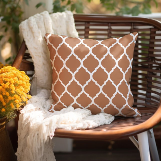 Terra Cotta and White Moroccan Pattern Cushion (Creator Uploaded)