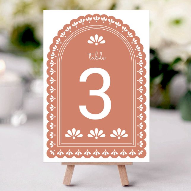 Terra Cotta Arch Autumn Wedding Table Number (Terra Cotta Arch Autumn Wedding Table Number by Fiesta Valley Print)