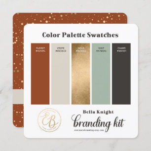Terra Cotta Beige & Gold Colour Palette Swatch Car Invitation
