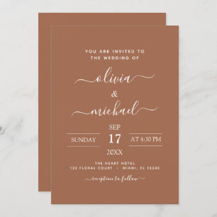 Terra Cotta Boho Wedding Modern Simple Invitation