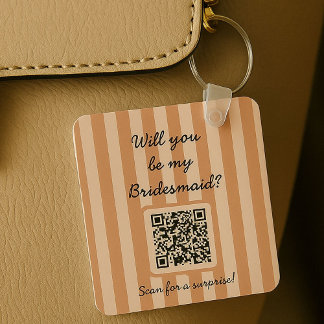 Terra Cotta Bridesmaid Proposal Photo Bag Charm Key Ring