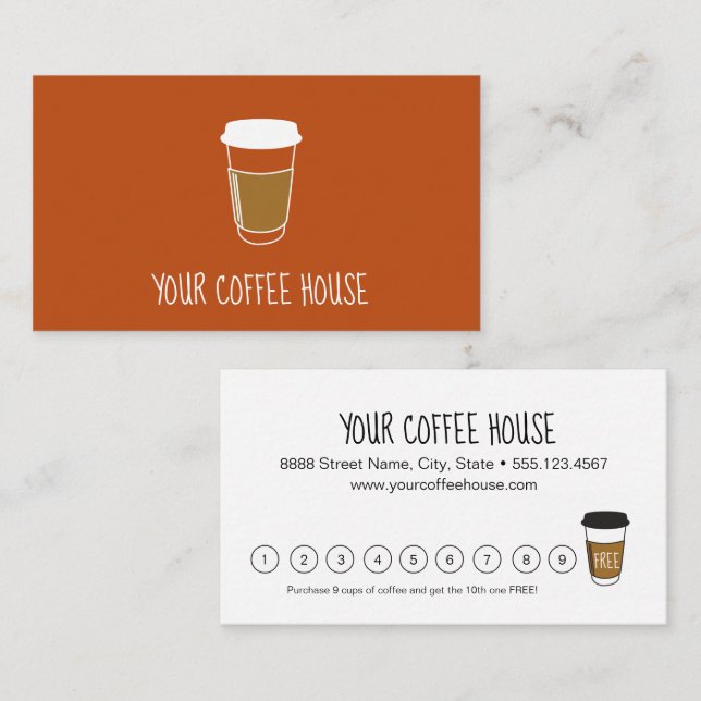 Terra cotta Custom Coffee House Loyalty Card (Front/Back)