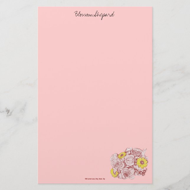 Terra  Cotta Edged Bouquet Stationery (Front)