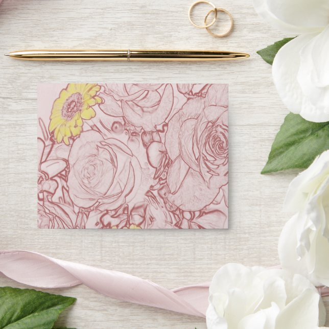 Terra Cotta Edged Rose Yellow Daisy Bouquet Envelopes (Wedding)