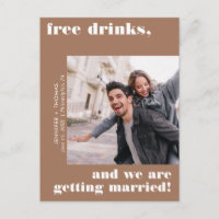 Terra Cotta Funny Free Drinks Photo Save the Date