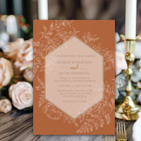 Terra Cotta Geometric Floral Tapestry Wedding
