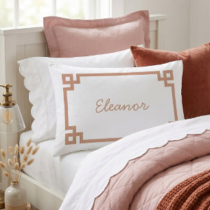 Terra Cotta Greek Key Monogram Standard Pillowcase