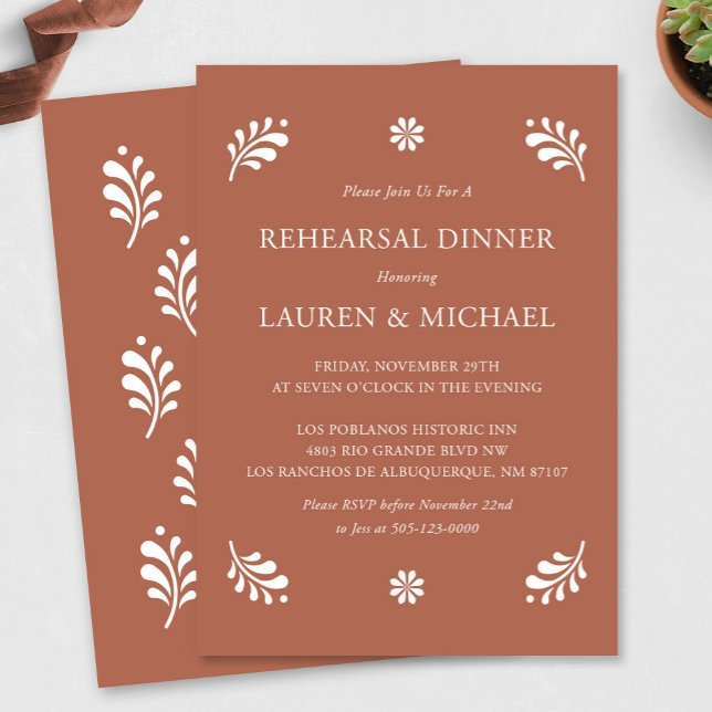 Terra Cotta Mexican Rehearsal Dinner Invitation (Terra Cotta Mexican Wedding Invitation by Fiesta Valley Print)