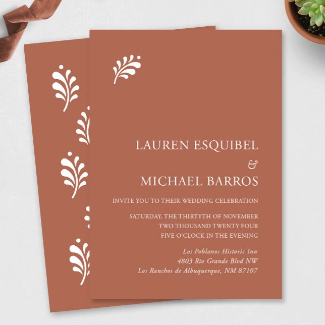 Terra Cotta Mexican Wedding Invitation (Terra Cotta Mexican Wedding Invitation by Fiesta Valley Print)