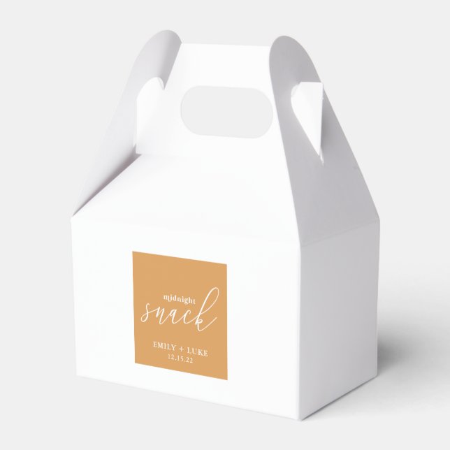 Terra Cotta Midnight Snack Custom Wedding Gable  Favour Box (Front Side)