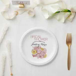 Terra  Cotta Outlined Bouquet Custom Paper Plate