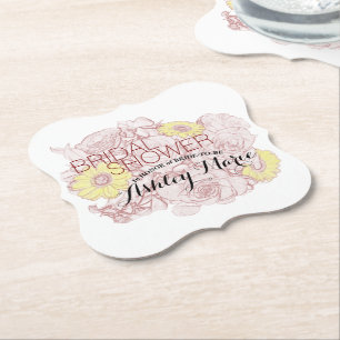 Terra  Cotta Outlined Bouquet Paper Coaster