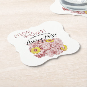 Terra  Cotta Outlined Bouquet Paper Coaster
