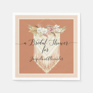 Terra Cotta Pampas Grass Blush Floral Bridal Napkin