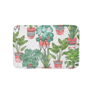 Terra Cotta Plant Pots Pattern. Bath Mat