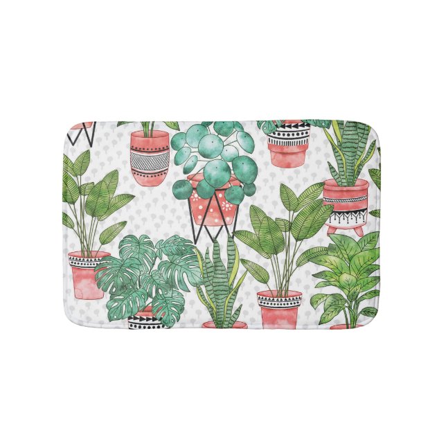 Terra Cotta Plant Pots Pattern. Bath Mat (Front)