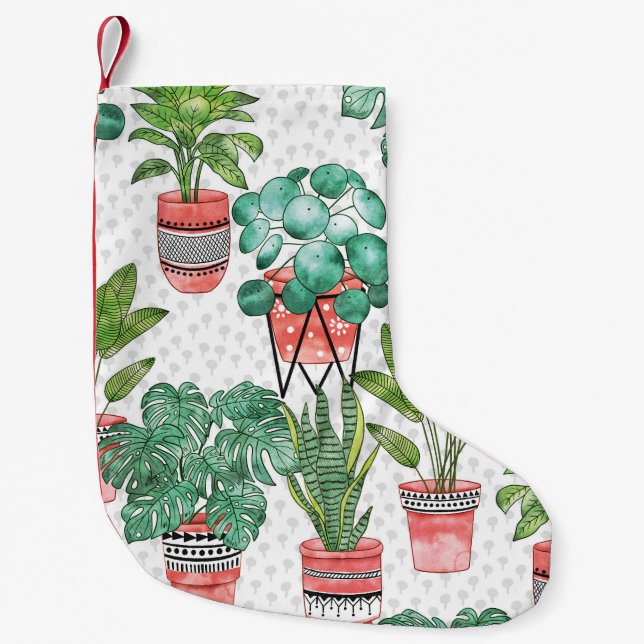 Terra Cotta Plant Pots Pattern. Small Christmas Stocking (Front)