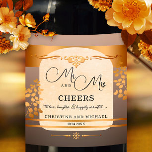 Terra Cotta Rose Gold Wedding Wine Label