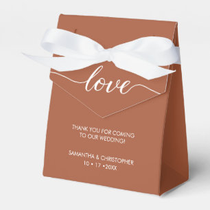 Terra cotta Simple & Elegant Love Wedding ScrIpt Favour Box