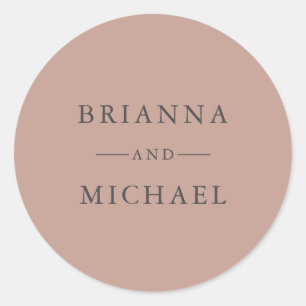 Terra-Cotta Simple Elegant Wedding Bride and Groom Classic Round Sticker
