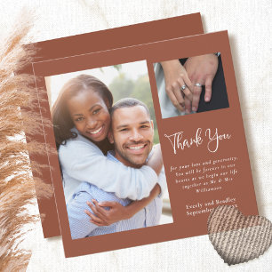 Terra Cotta Simple Minimalist Wedding Thank You  Invitation