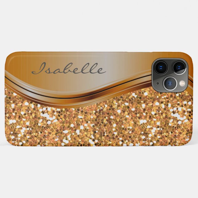 Terra Cotta Sparkle Glam Bling Personalised Metal  Case-Mate iPhone Case (Back (Horizontal))