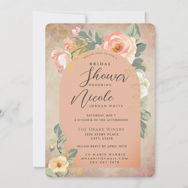 Terra Cotta Tuscany Honey Rose Bridal Shower Invitation (Front)