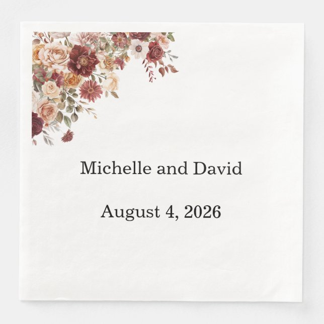 Terra Cotta Wedding, Reception, Dinner Napkins (Front)
