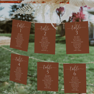 Terra Cotta Wedding Table Seating Chart Card 