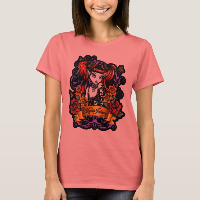 Terra Rose Tattooed Dark Fantasy Black Ringer Tee (Front)