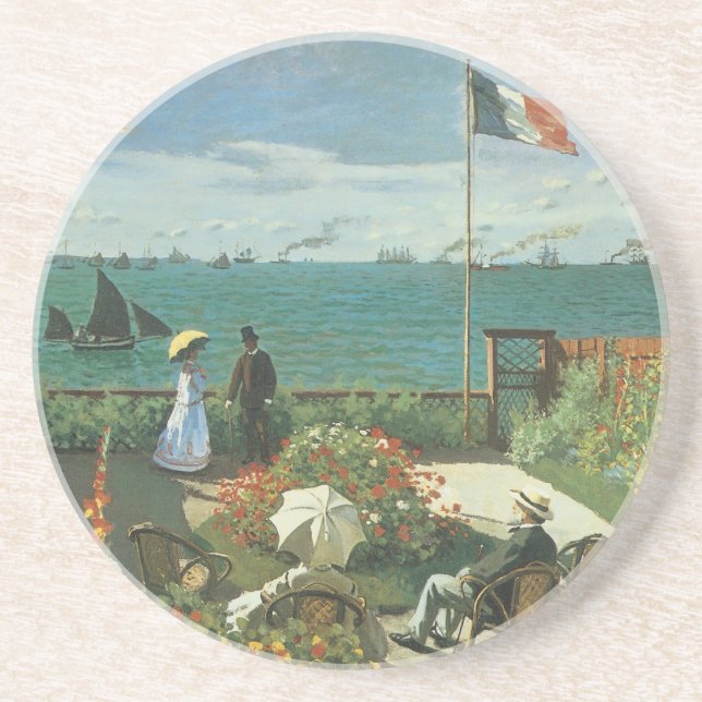 Terrace at the Seaside by Claude Monet Coaster (Front)