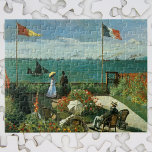 Terrace at the Seaside by Claude Monet Jigsaw Puzzle<br><div class="desc">Terrace at the Seaside, Saint-Adresse (balcony on the sea) (1867) by Claude Monet is a vintage impressionist fine art nautical painting. There are two french flags flying in the wind and boats sailing in the sea. A seascape featuring several people enjoying a sunny day in the garden by the ocean....</div>
