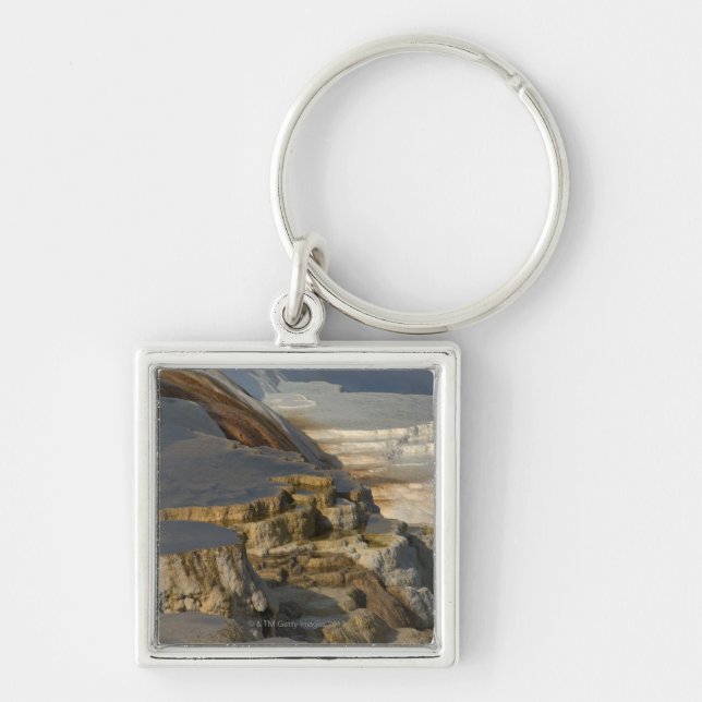 Terrace Mountain at Mammoth Hot Springs Key Ring (Front)