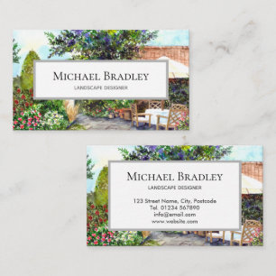 Terrace of The Manor House Watercolor Landscape Business Card