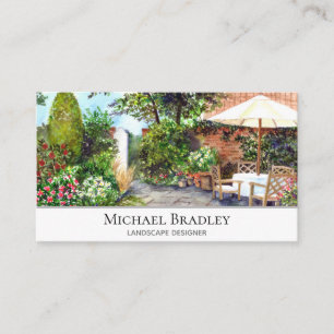 Terrace of The Manor House York Watercolor Garden Business Card