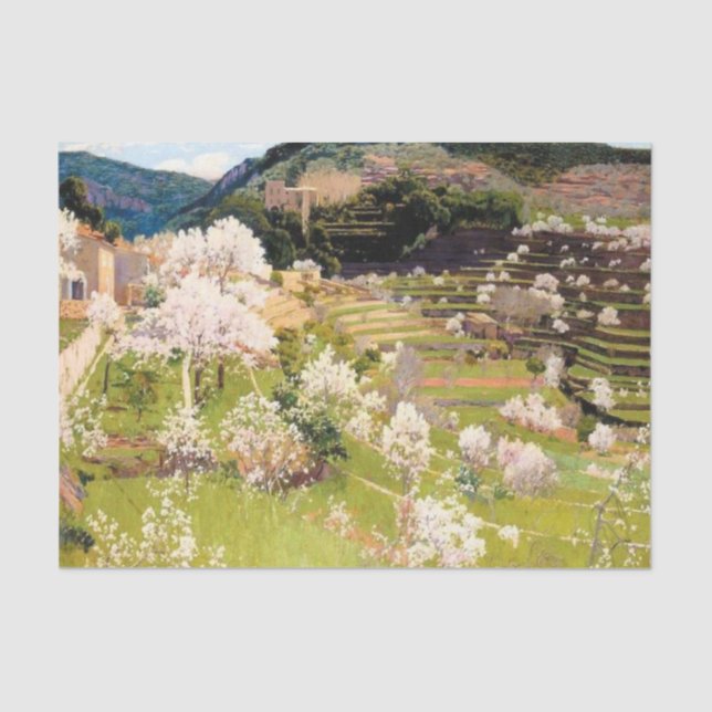 Terraced Garden in Mallorca (by Santiago Rusiñol) Tissue Paper (Front)