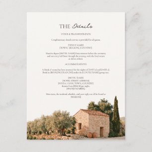 Terraced Olive Grove Tuscany Wedding Details Enclosure Card