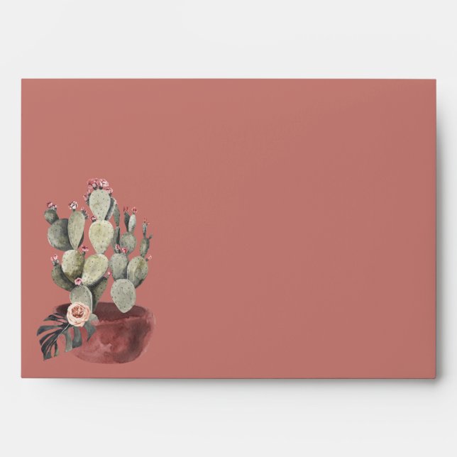 Terracota and Cactus Wedding Envelope (Front)